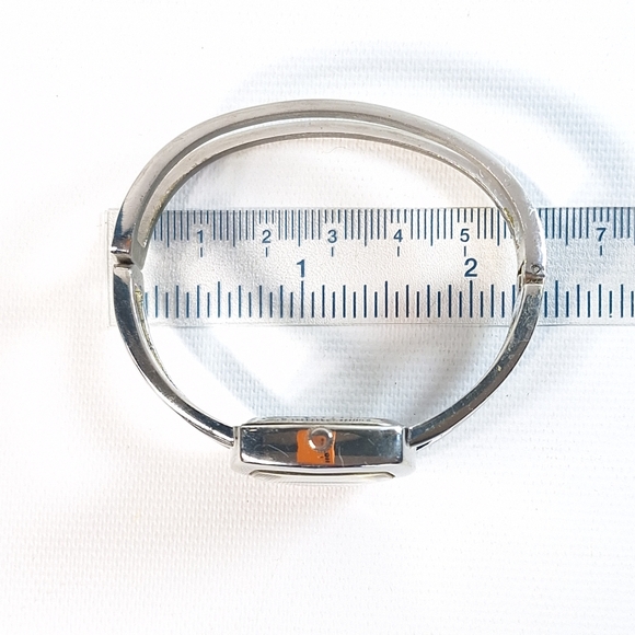 La Rochelle Blue Square Dial Silver Tone Clamshell Bracelet, New Battery - Picture 7 of 9